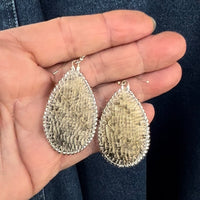 Beaded Fish Leather Teardrop Earrings